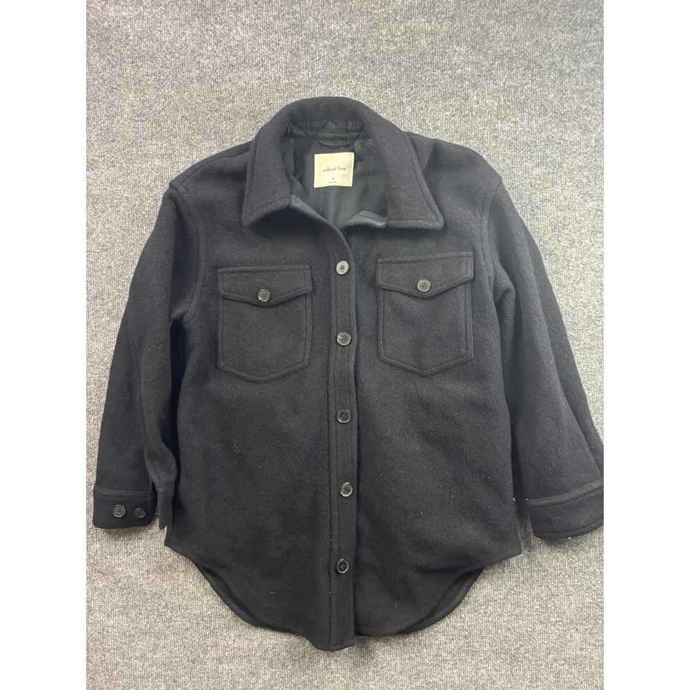 Wilfred Free Ganna Shirt Jacket Womens Medium Black Merino Wool Shacket 95385